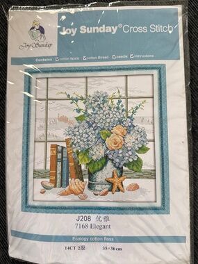 Hydrangeas Joy Sunday Cross Stitch Kit 14 CT Aida NOT PRE-PRINTED